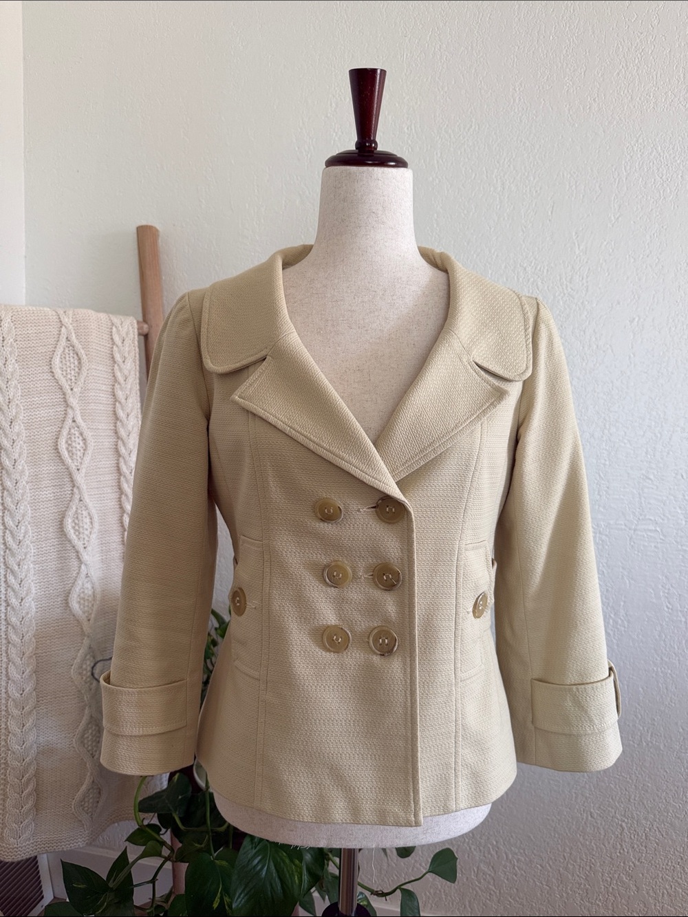 Nanette Lepore Beige Double-Breasted blazer